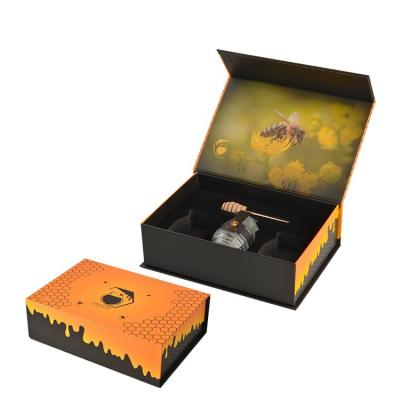 China Black Orange Custom Magnetic Closure Gift Boxes Matte Foldable Packaging Box  For Honey for sale