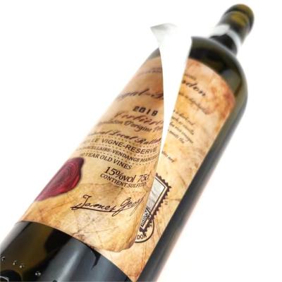 China Rótulos autoaderentes de dupla camada Anti-falsificação Vinho artesanal Rótulos adesivos personalizados à venda