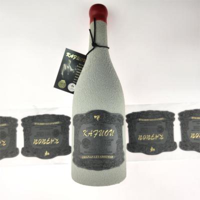 China Etiquetas de cuero de PU personalizado en relieve, papel de oro, OEM, etiquetas hechas a mano, cuero para botellas de vino en venta