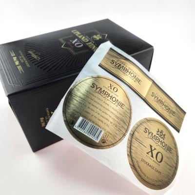 China CMYK Biologisch afbreekbare aluminiumfolie etiketten Whisky Embossing Brandy Wijnetiketten Te koop