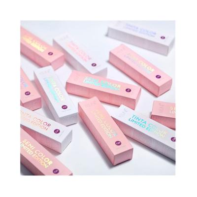 China Bálsamo de labios caja de papel personalizable embalaje cajas de lápiz labial personalizado con pegatinas en venta