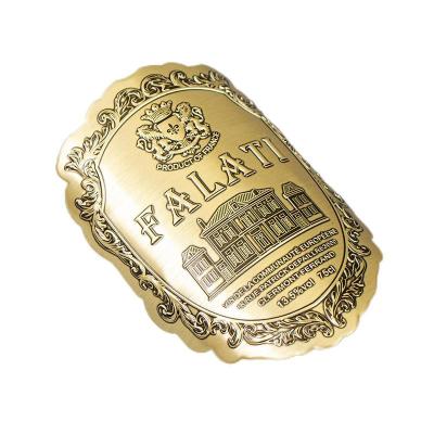 China Waterproof Eco-friendly 3D Metal Relief Luxury Metal Wine Label Manufactured by Full-automatic Production Line for sale