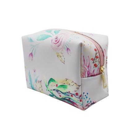 China Fashion Custom Travel Logo Printing PU Toiletries Zipper Makeup Organizer Beauty Storage Bag Compact Cosmetic Bags Full Leather Lady Compact Cosmetic Bags for sale