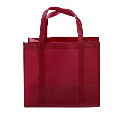 China Custom Cotton Handled Tote Bag Burgundy Nonwoven Fabric Bag LOGO Recycled Fabric Shopping Tote Handbag Eco-Friendly Cotton Shopping Bag for sale