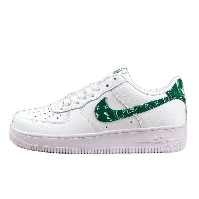 China Fashion Trend AF Skateboard High Quality Cashew White Green Flower Low Top Shoes Sneakers Air Cushion Sports Shoes for sale