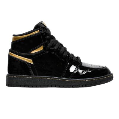 China CUSHIONING OG Union x AJ 1 Stylish Basketball Sneakers Black Gold Patent Leather Casual Sneakers for sale