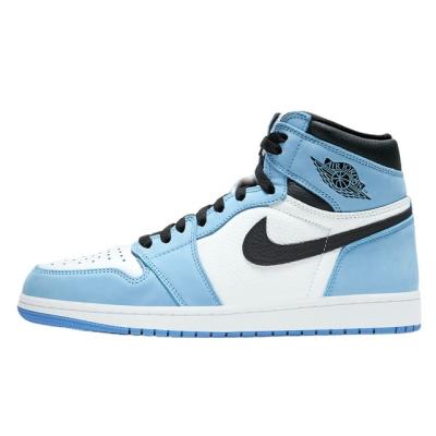 China CUSHIONING OG Chicago AJ 1 Basketball Toe Layer Leather Suede Pebbled White Pebbled College Athletic Shoes Blue And White Sneakers for sale