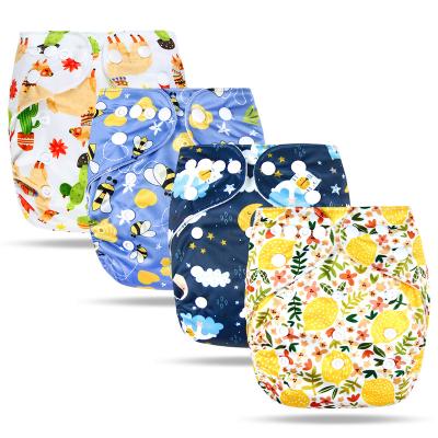 China Natucare Printed Best All In One Night Cloth Organic Absorbent Diapers For Sensitive Skin Baby Bamboo Washable Reusable Diaper With Liner for sale