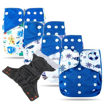 China Best Hemp Baby Printed Newborn Reusable Diapers Prefold Cloth Diapers with Charcoal Bamboo Diapers for sale