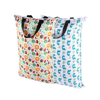 China Waterproof Digital Printed Double Zipper Wet Bag For Cloth Diaper Bag Wet Bath For Swimsuit for sale