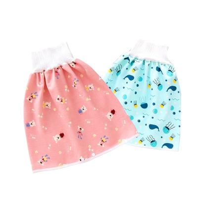 China Low Cost Home Diaper Printed Septum Padded Soft Bamboo Terry Cloth High Waist Skirt Shape Baby Waterproof Diapers for sale