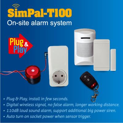 China SimPal-T100 personal onsite alarm system, wireless alarm system, wireless intruder alarm system for sale