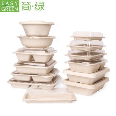 China Eco-Friendly Disposable Biodegradable Packing Sugarcane Bagasse Take Away Food Container Desechables Lunch Box For Kids for sale