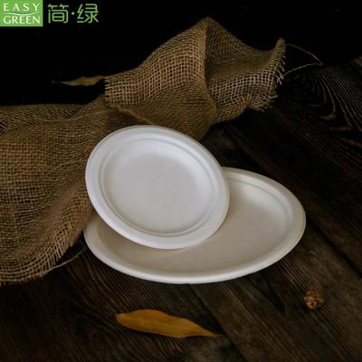 China Disposable 100% Compostable Biodegradable Dishes 9 Inch Round Disposable Tableware Sugarcane Bagasse Paper Pulp Party Dish for sale