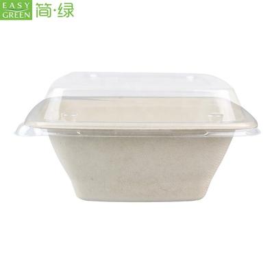 China 32oz Disposable Easy Green Bagasse Square Eco Friendly Compostable Salad Bowl EG. - 32S for sale