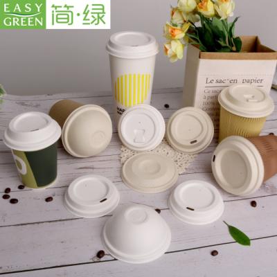 China Eco-Friendly Biodegradable Sugar Cane Easy Bagasse Fiber Green Plant Coffee Cup Pulp Lids for sale