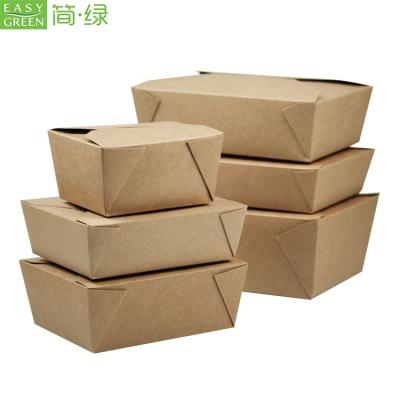 China Easy Disposable Green Disposable Biodegradable Kraft Paper Takeaway Food Packaging for sale