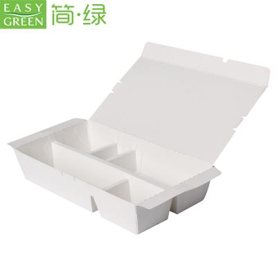 China Disposable EASY GREEN Disposable Lunch Box White Paper Food Packaging With 5 Compartment for sale