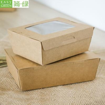 China Leakproof Packing Lunch Box Box Travel Leakproof pcnic Food Containers Easy Green Disposable Paper Anti Oil Disposable for sale