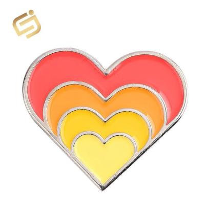 China Custom Pink Yellow Heart Shaped Pins From Europe With Heart Pin Backs for sale