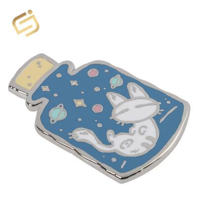 China Custom Die Cut Europe Clutch Metal Rubber Back Loose Funny Glitter Hard Enamel Collar Cat Lapel Pin Men's Shirt Set For Costume for sale