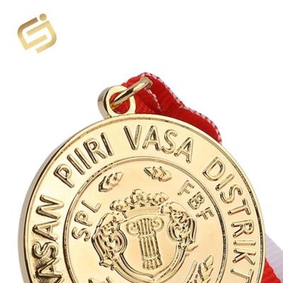 China Cheap Empty Silver Bronze Gold Ribbon Sports Medals Custom Europe Metal Medal for sale