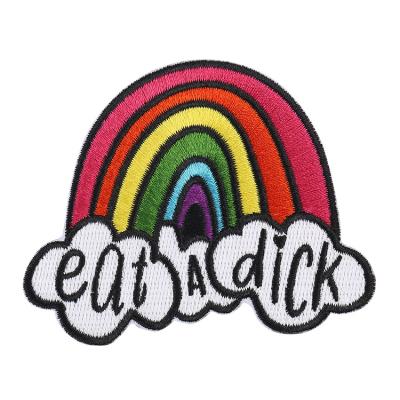 China Viable Wholesale Woven Apparel Labels Badge Logo Rainbow Letter Custom Iron On Embroidery Patches for sale