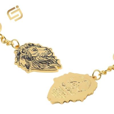 China Wholesale Custom 3D Logo Printing Animal Head Lion 3D Metal Key Chain for sale