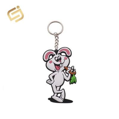 China Custom wholesale high quality 3d anime bunny souvenir logo pvc rubber key chain for promotion gifts for sale