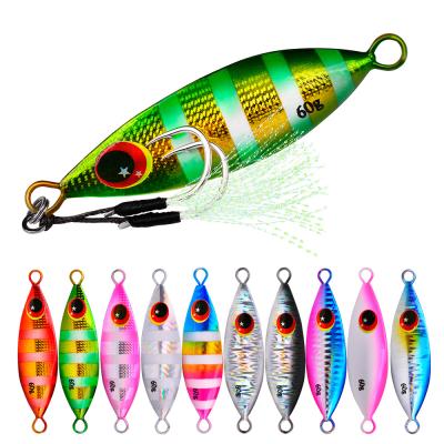 China Outdoor Colorful Fishing Activity Metal Jig Lure Fishing Lures Bait 10g 20g 30g 40g 60g With Double Hooks for sale