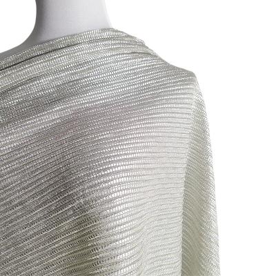 China Stretch Light Gold Metallic Yarn Knitted Polyester Tulle With Square Foil Fabric For Dress for sale