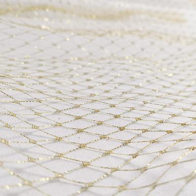 China Gold metallic lurex net eye band veil vintage metallic stiff wedding gatsby fabric for sale