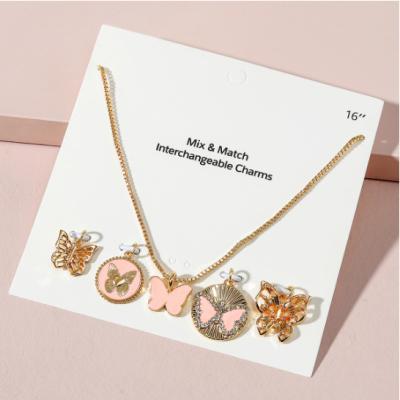 China TRENDY Rhinestone 18K Gold Plated Butterfly Necklace Best Friends Wedding Jewelry for sale