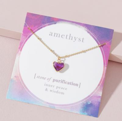 China Factory Wholesale FASHIONABLE Purple Heart Charm Crystal Pendant Woman Necklace Gold Initial Plated for sale