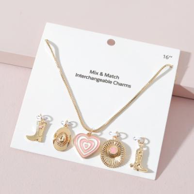 China TRENDY Big Heart Letter Gold Necklace Sets Wedding Charms 24K Jewelry Pendant Can Be Replaced At Will for sale