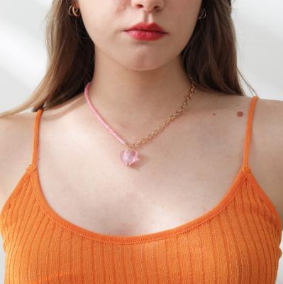 China TRENDY Pearl Rose Gold Plated Cute Heart Necklace Pendant Necklace Jewelry Wholesale for sale