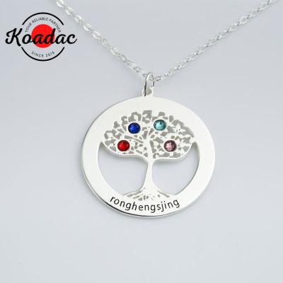 China CLASSIC Custom Name 925 Silver Tree of Life Jewelry Handmade Necklaces Name Statement Personalized Birthstone Necklace. for sale