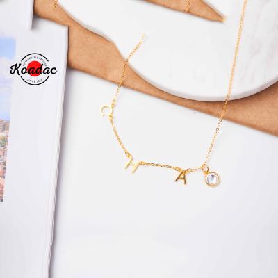 China Romantic Letter Pendant Necklace Custom 18k Gold Alphabet Initial Name Personalized Sterling Silver Crystal Necklace for sale