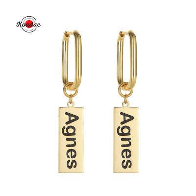 China TRENDY Gold Plated Engraved Luxury Handmade Hypoallergenic Custom Women 925 Sterling Silver Name Earrings Earrings for sale