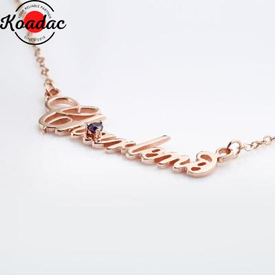 China CLASSIC 18k Gold Custom Name Personalized Necklaces Fashion Crystal Birthstone Chain Stainless Steel Pendant Necklaces For Women for sale