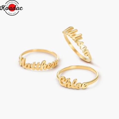 China Gold CLASSIC Adjustable Custom Women Name Rings Fashion Jewelry Luxury Name Personalize 925 Sterling Silver Rings for sale