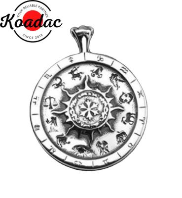 China CLASSIC Wheat Sign Zodiac Necklace Chain Titanium Chunky Pendant Biker Hip Hop Custom Engraved Stainless Steel Necklace For Men for sale