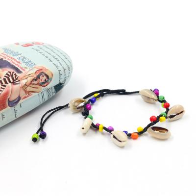 China BOHEMIA 10 Colors Mixed Group Handmade Jewelry Cotton Shells Beads Woven Rope Friendship Bracelets Anklets for sale