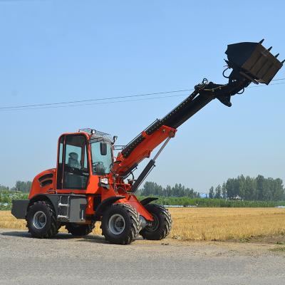 China Building Material Shops New Design Multifunctional Compact 1.5ton Small Wheel Telescopic Boom Loader for sale