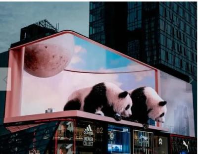 China P7.81 leidde 3D Blote oog de Bouwhoek Adverterend het Videomuur Openluchtscherm 90 Graad Geleid Aanplakbord Te koop