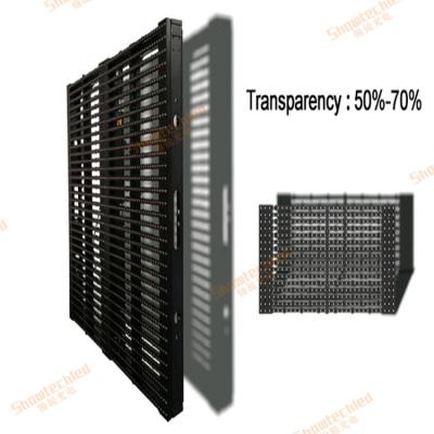 China 100W/Sqm transparante Glas LEIDENE Vertoning Mesh Wall Advertising Curtain Screen Te koop