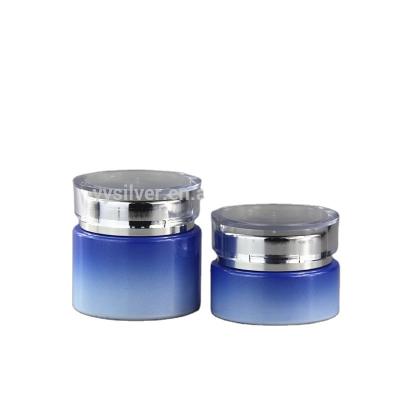 China Personal Care 50g / 20g Cosmetic Glass Cream Jar With UV Coating Cap for sale