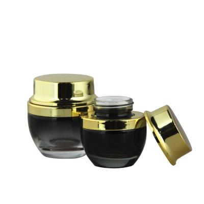 China Personal Care 50g/30g/20g Glass Cream Jar With Hot Stamping And UV Coating Cap for sale