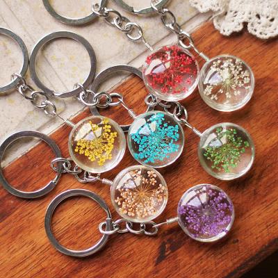 China Souvenir Lilangda The Flower Keychains Dark Keyring With Light Out Crystal Led Keychain For Flower Souvenir Preserved Key Chain for sale