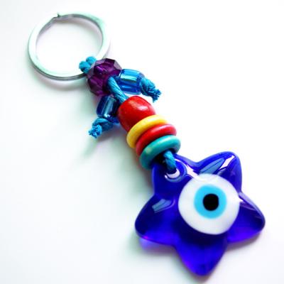 China Daily Life Lilangda Fashion Jewelry Purse Decor Gift Bag Car Glass Evil Eye Turkish Key Chain Turkish Key Chain for sale